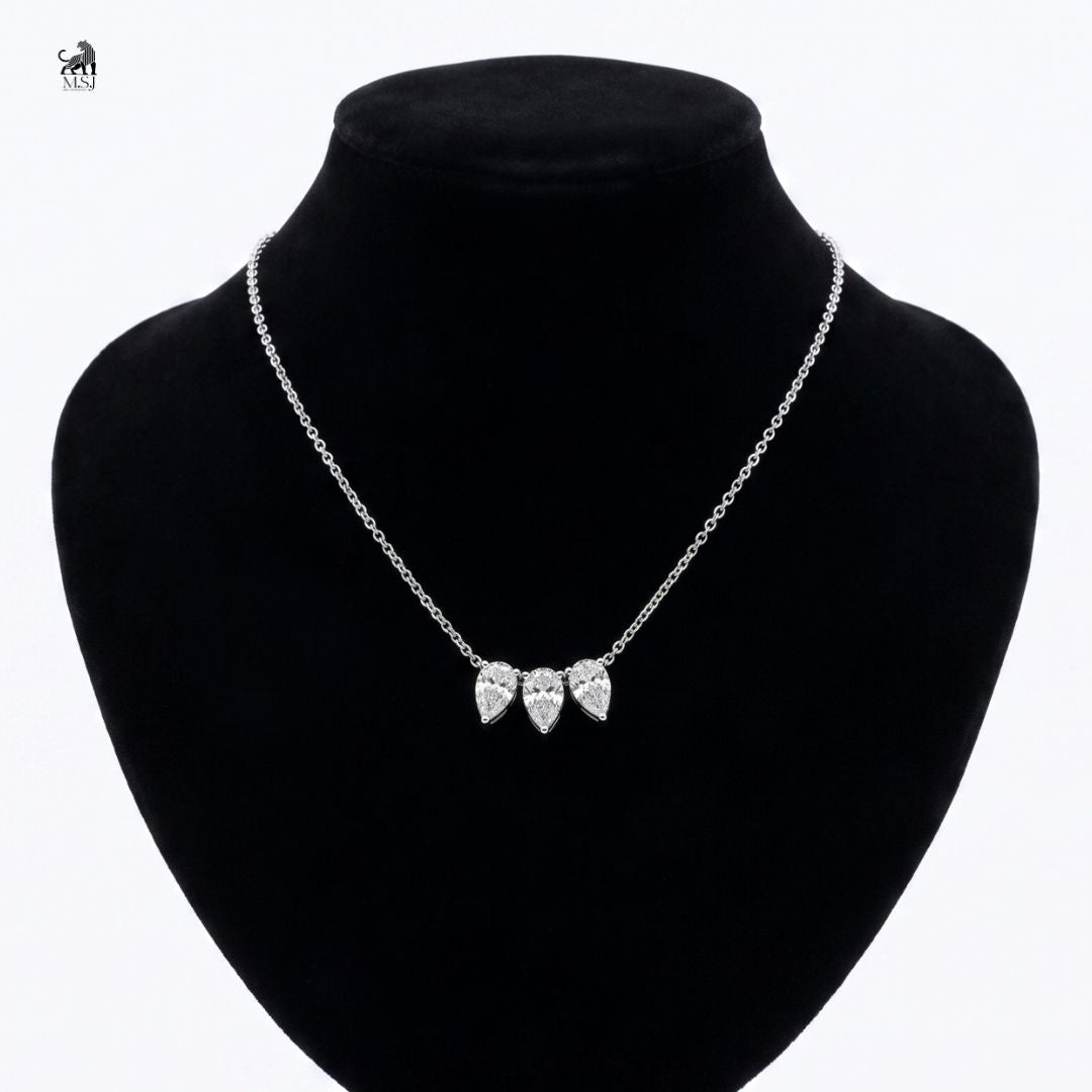 Trivelle Pear Drop Diamond Necklace in white gold