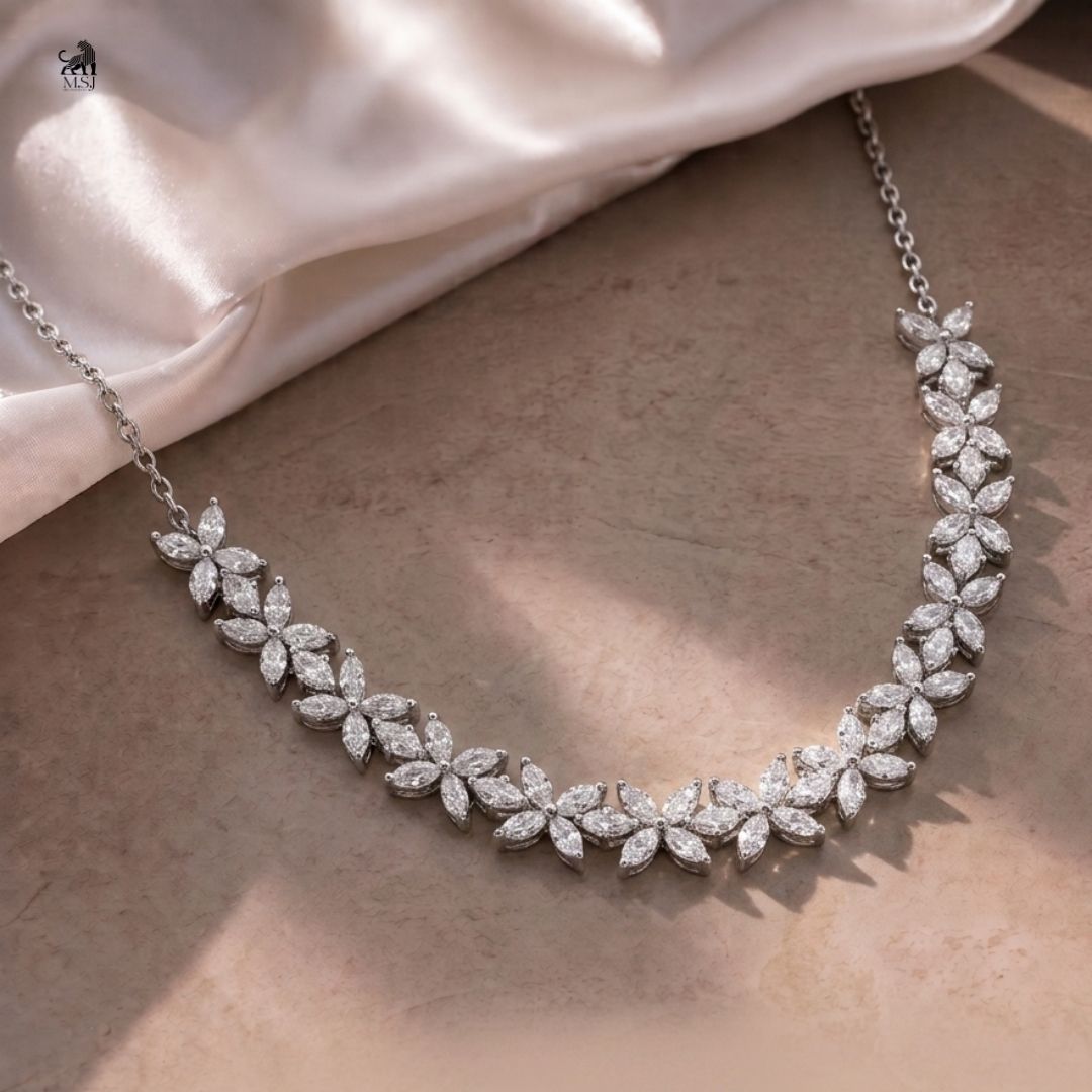 Celestine Marquise Vine Diamond Necklace - lab-grown diamond necklace, styled product photo