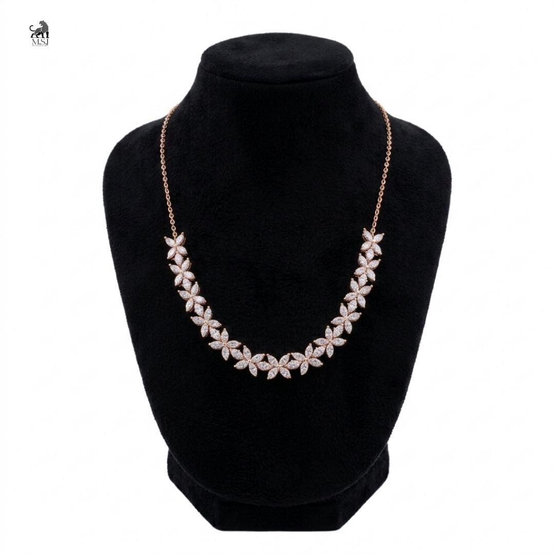 Celestine Marquise Vine Diamond Necklace in rose gold