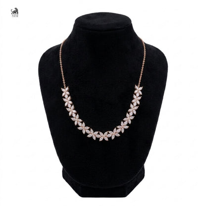 Celestine Marquise Vine Diamond Necklace in rose gold