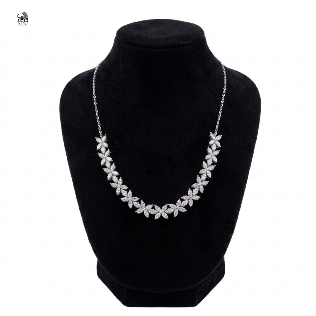 Celestine Marquise Vine Diamond Necklace in white gold