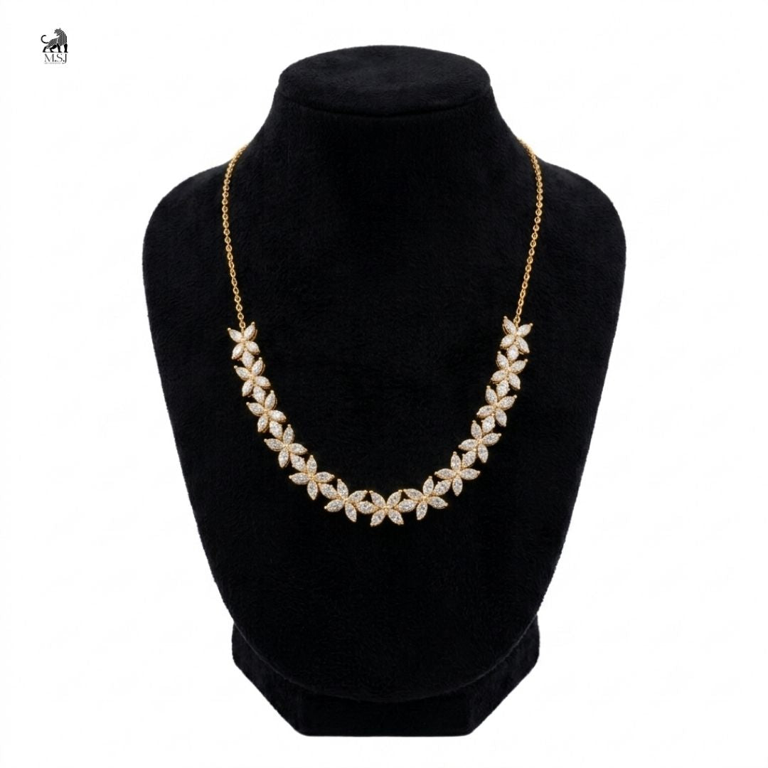 Celestine Marquise Vine Diamond Necklace in yellow gold