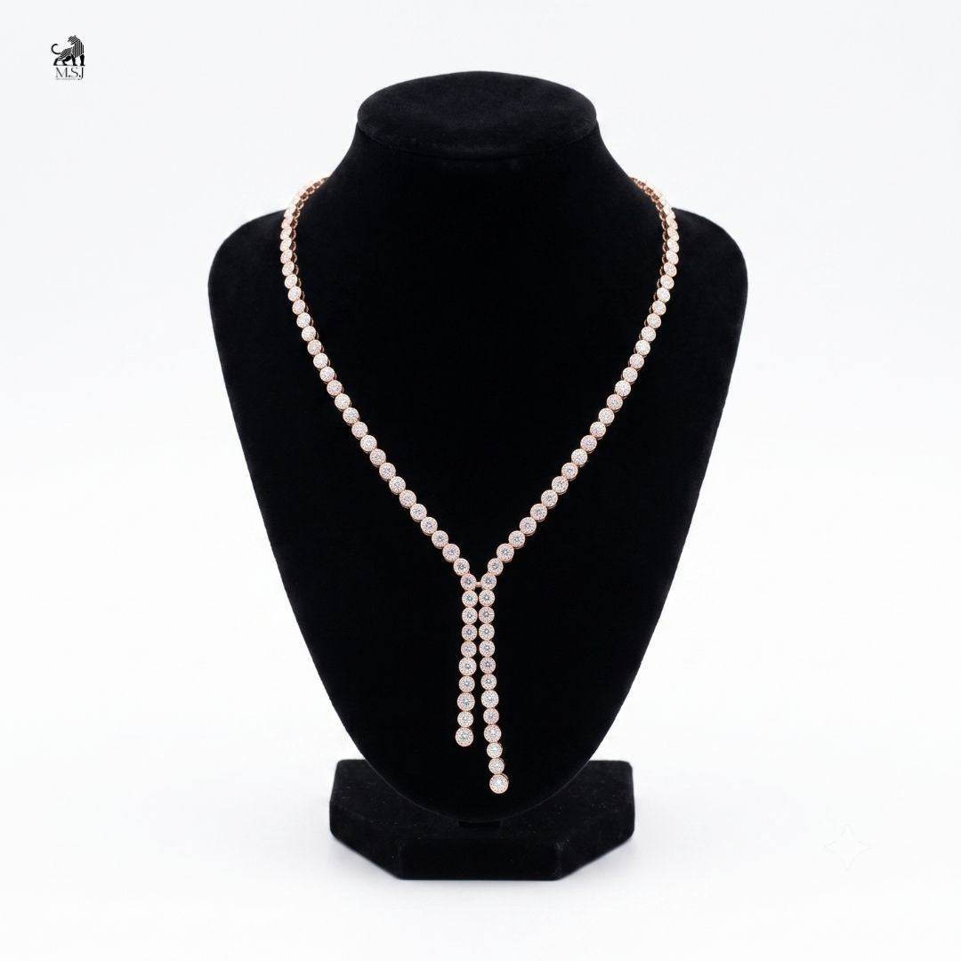 Élan Y-Drop Diamond Necklace in rose gold