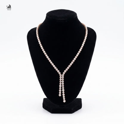 Élan Y-Drop Diamond Necklace in rose gold
