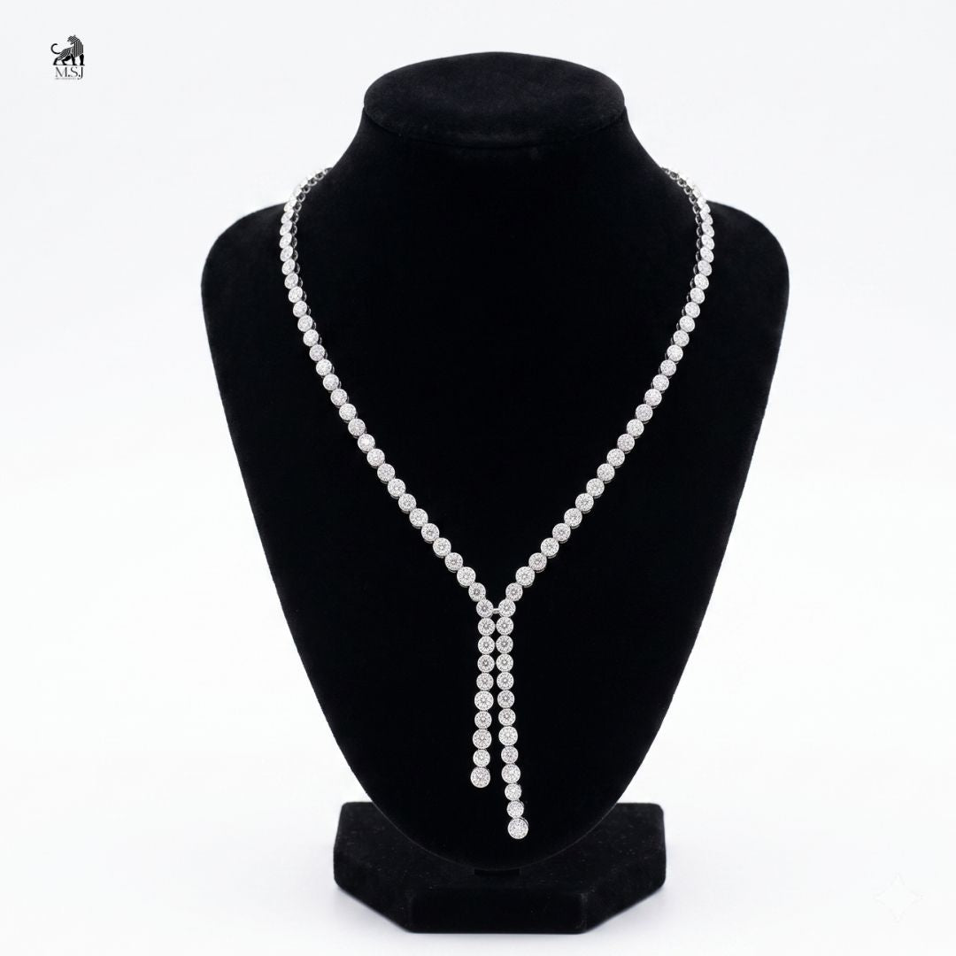 Élan Y-Drop Diamond Necklace in white gold