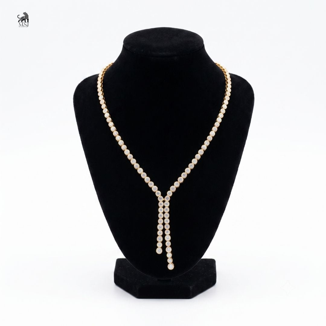 Élan Y-Drop Diamond Necklace in yellow gold