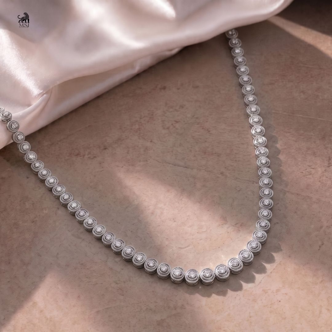 Aurelia Halo-Link Diamond Necklace - lab-grown diamond necklace, styled product photo