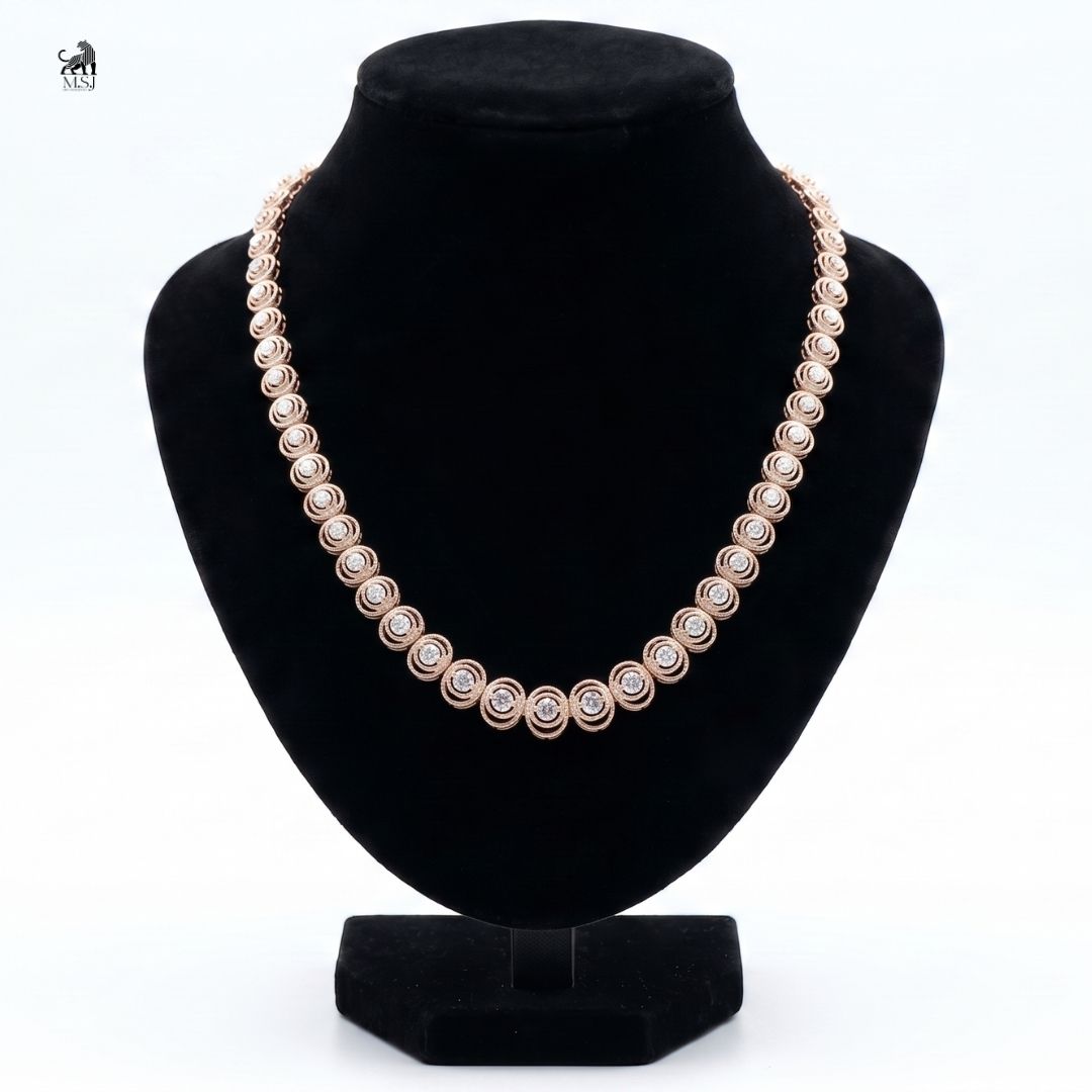 Aurelia Halo-Link Diamond Necklace in rose gold