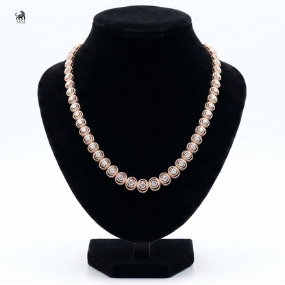 Aurelia Halo-Link Diamond Necklace in rose gold