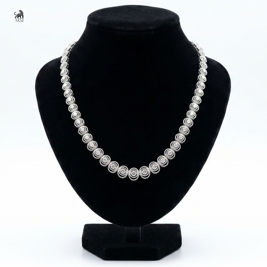 Aurelia Halo-Link Diamond Necklace in white gold