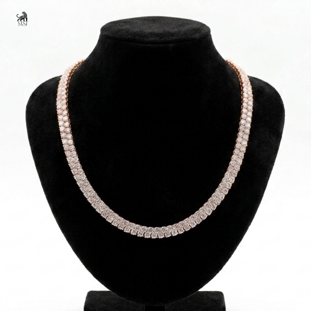 Lumière Double-Row Diamond Tennis Necklace in rose gold
