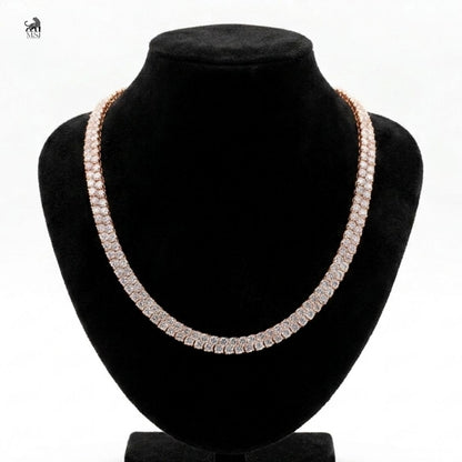 Lumière Double-Row Diamond Tennis Necklace in rose gold