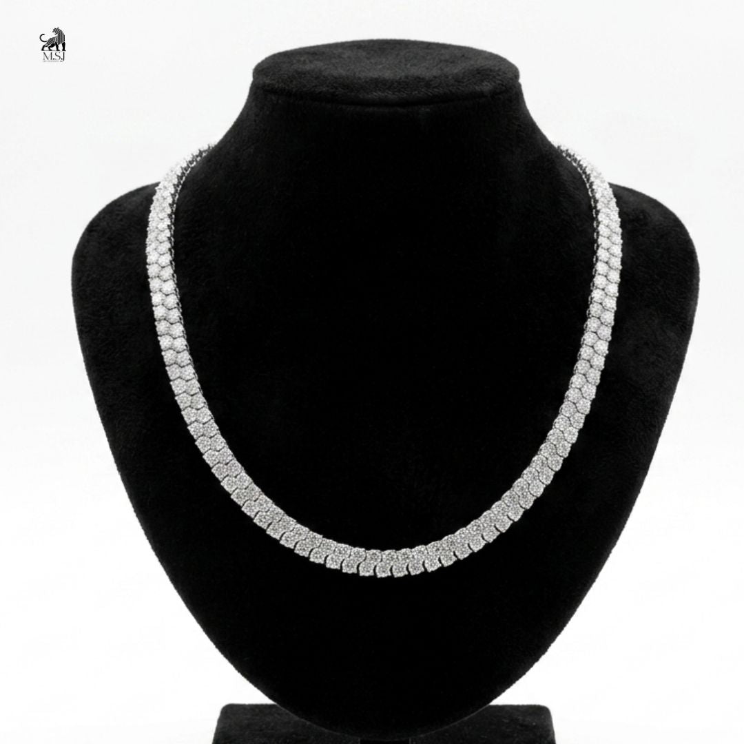 Lumière Double-Row Diamond Tennis Necklace in white gold