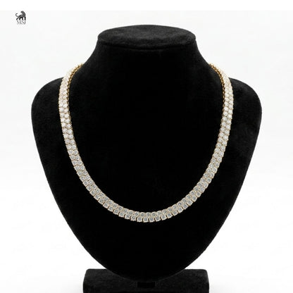 Lumière Double-Row Diamond Tennis Necklace in yellow gold
