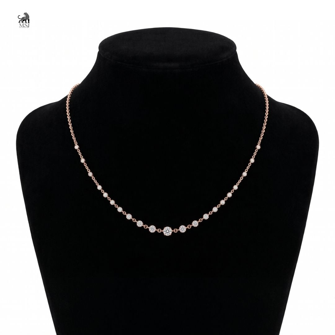Seraphina Diamond Station Necklace in rose gold