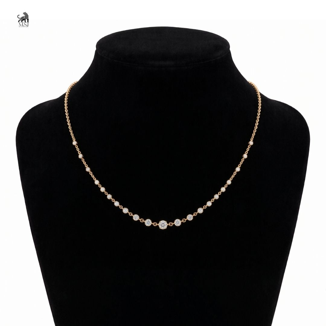 Seraphina Diamond Station Necklace in yellow gold