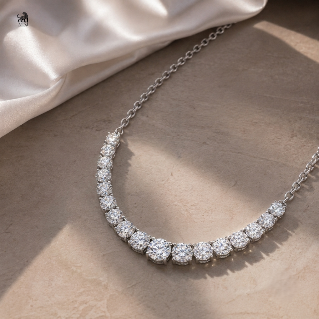 Radiant Graduated Diamond Necklace - lab-grown diamond necklace, styled product photo