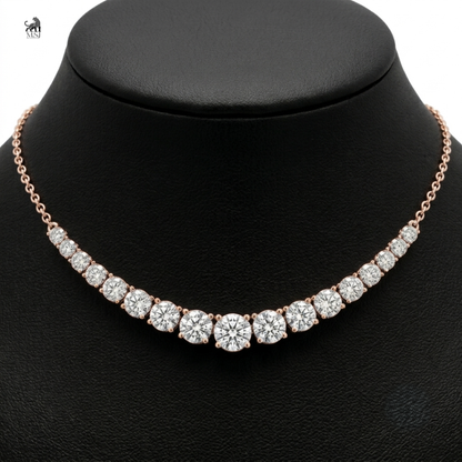 Radiant Graduated Diamond Necklace in rose gold