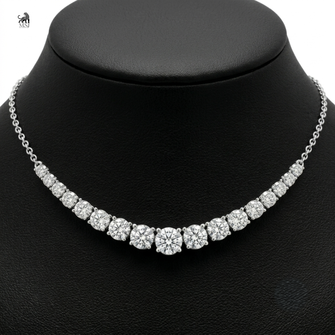 Radiant Graduated Diamond Necklace in white gold