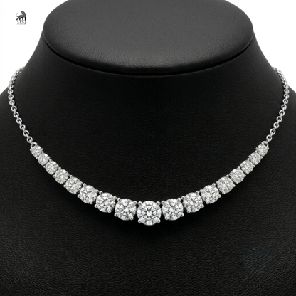Radiant Graduated Diamond Necklace in white gold