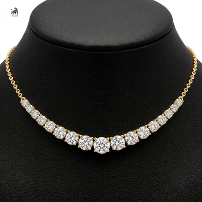 Radiant Graduated Diamond Necklace in yellow gold