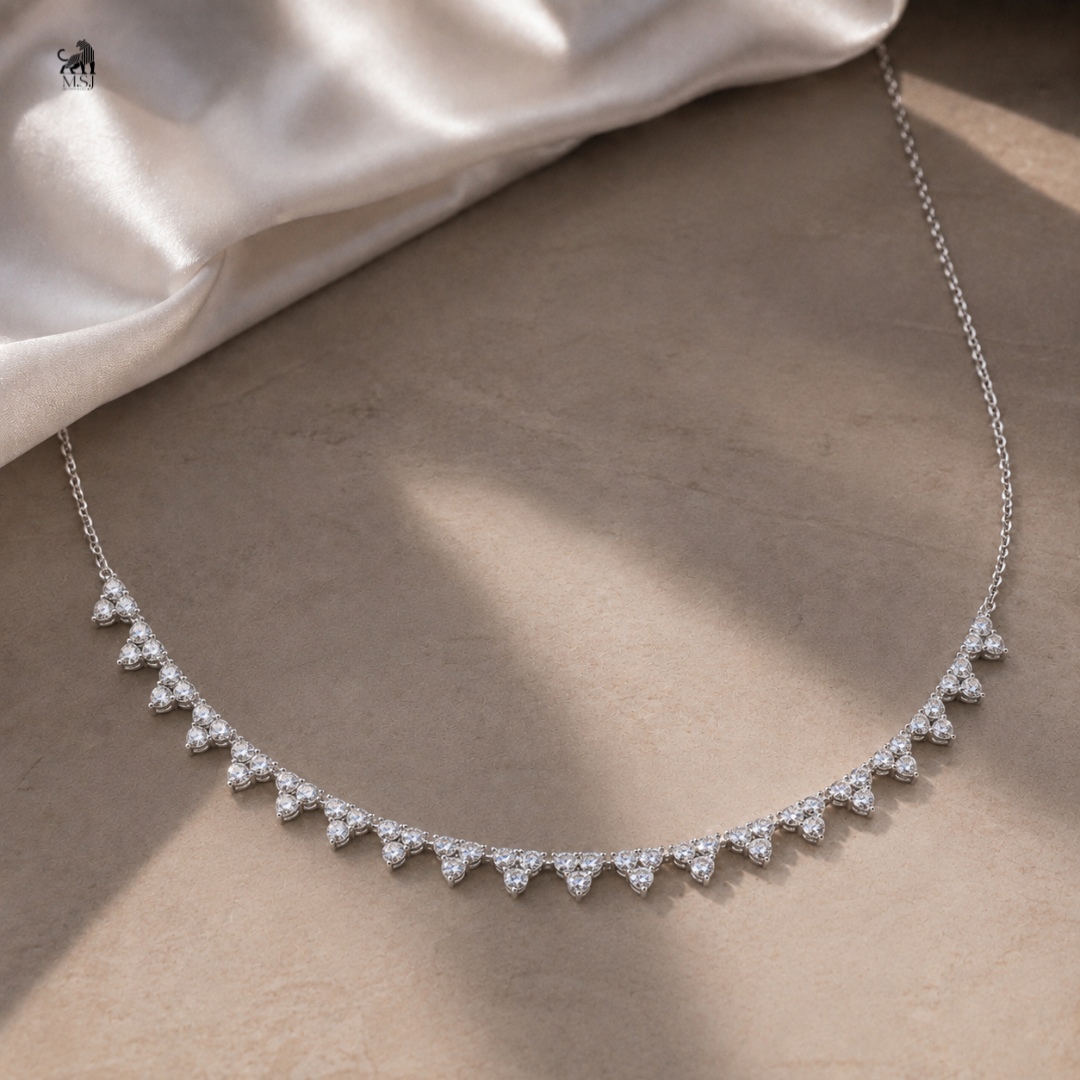 Floral Cascade Diamond Necklace - lab-grown diamond necklace, styled product photo