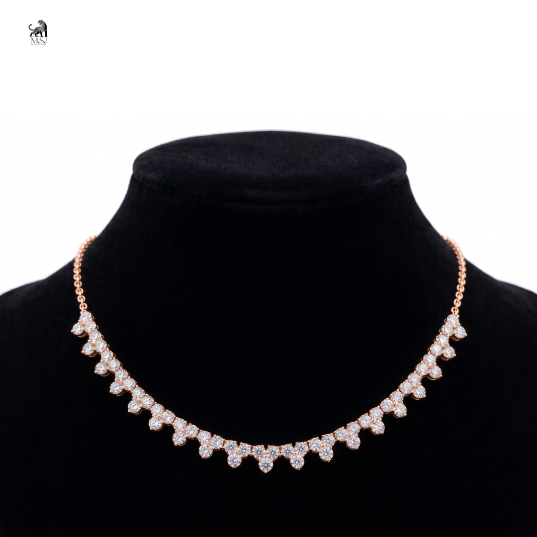 Floral Cascade Diamond Necklace in rose gold