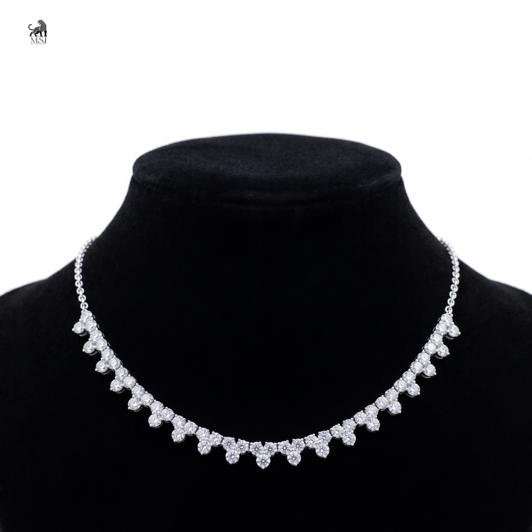 Floral Cascade Diamond Necklace in white gold