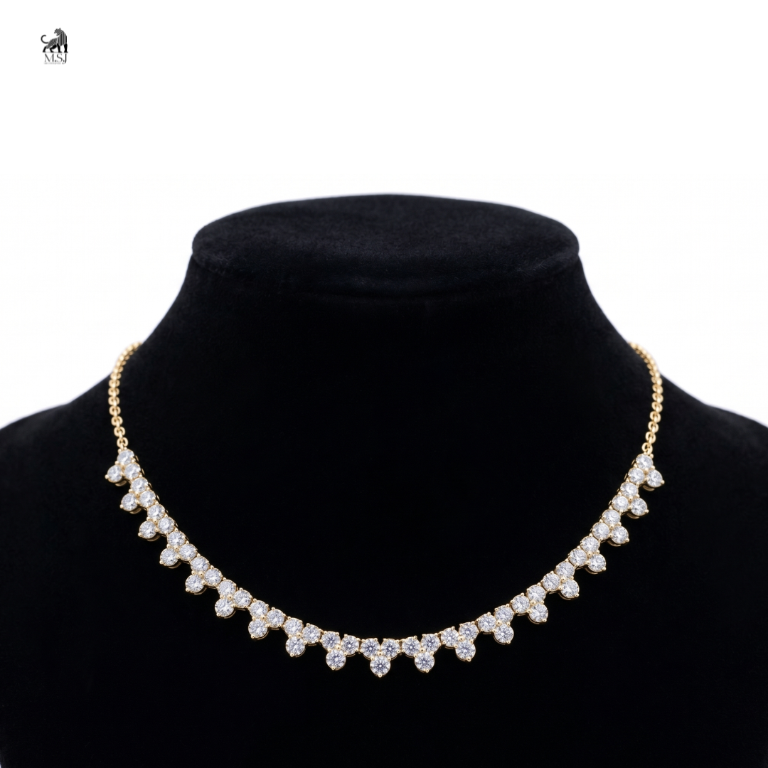 Floral Cascade Diamond Necklace in yellow gold