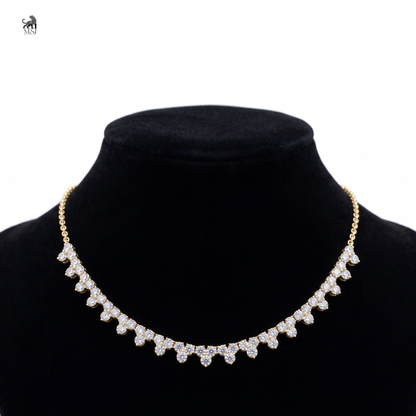 Floral Cascade Diamond Necklace in yellow gold
