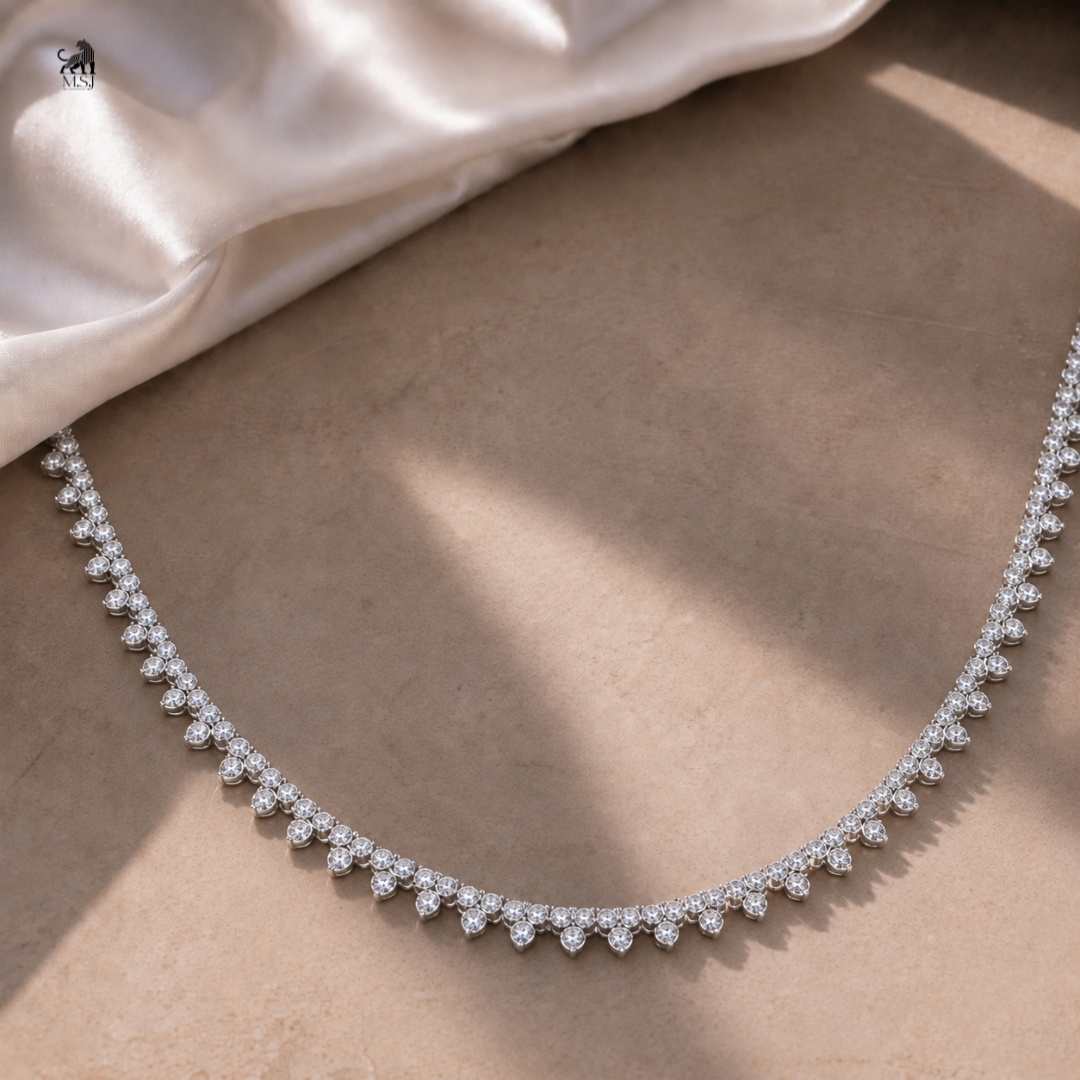 Celestial Petal Diamond Necklace - lab-grown diamond necklace, styled product photo