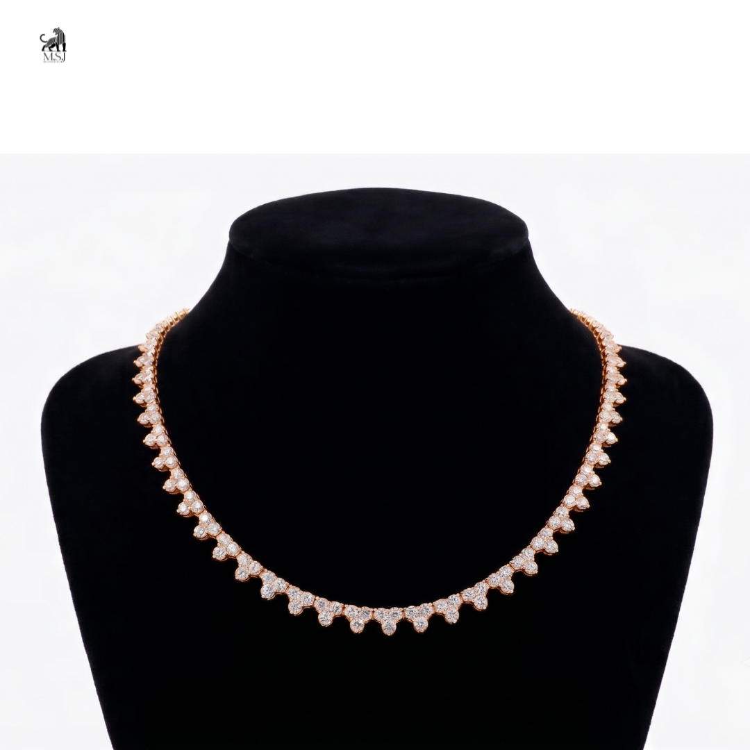 Celestial Petal Diamond Necklace in rose gold