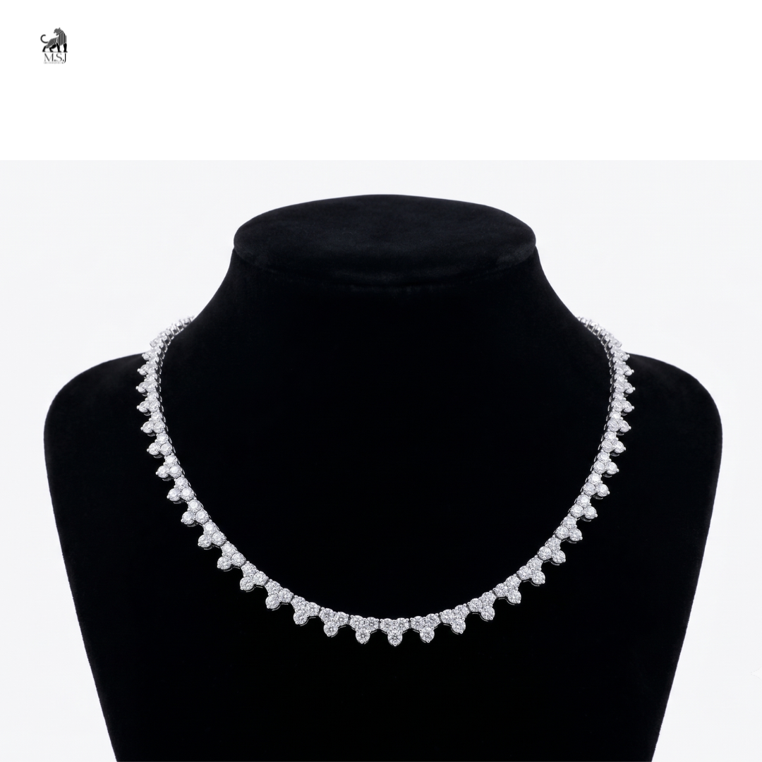 Celestial Petal Diamond Necklace in white gold
