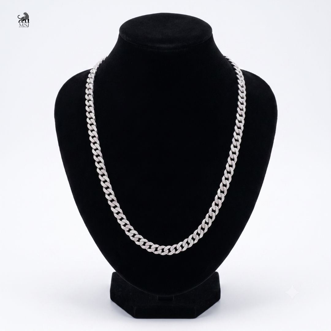 Luxe Interwoven Cuban Link Necklace in white gold