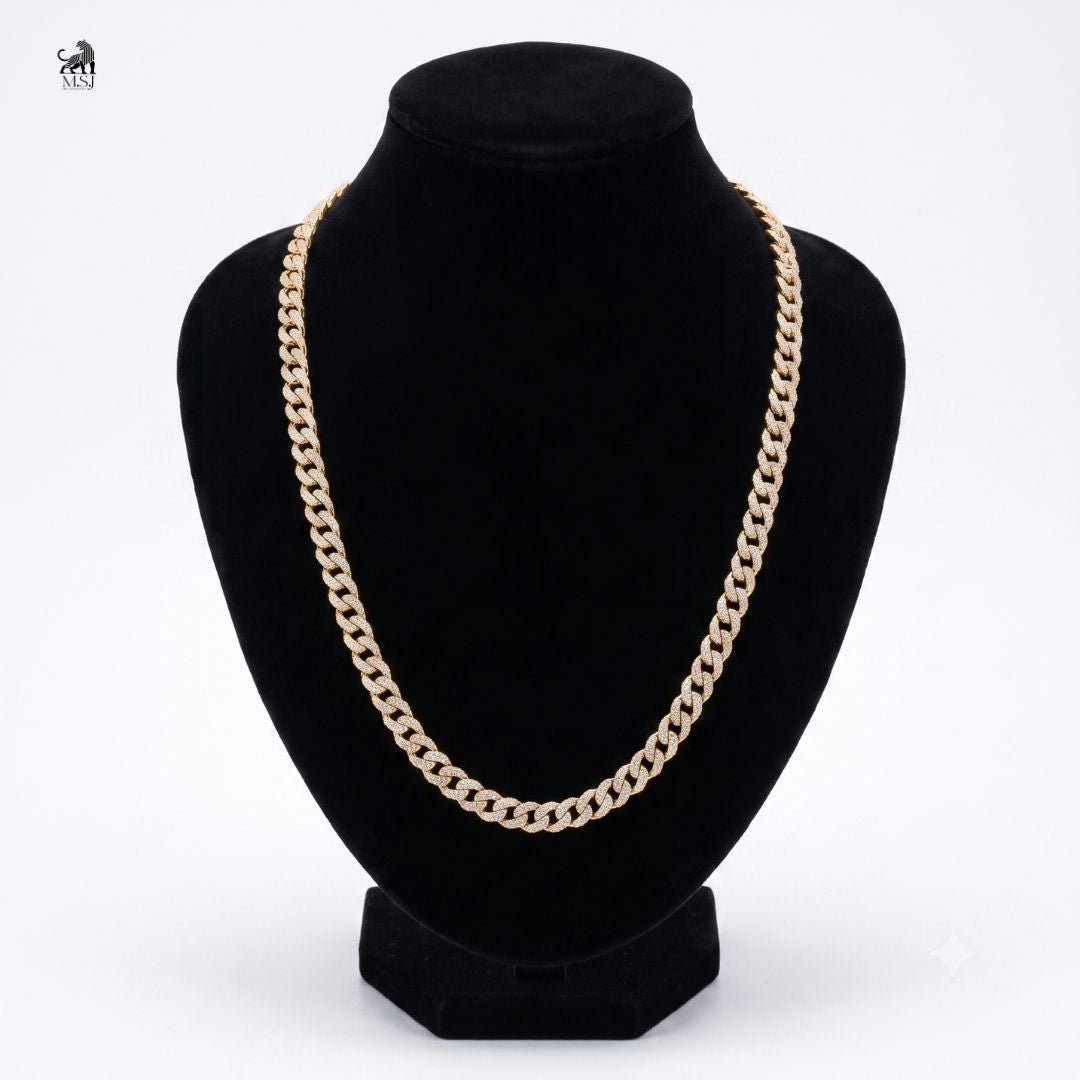 Luxe Interwoven Cuban Link Necklace in yellow gold
