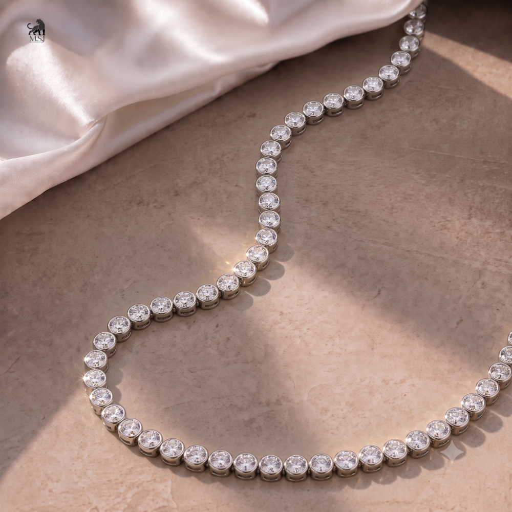 Radiant Graduated Diamond Necklace - lab-grown diamond necklace, styled product photo