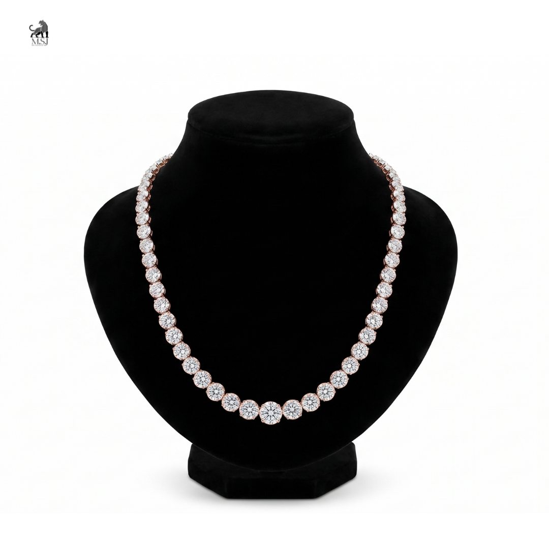 Radiant Graduated Diamond Necklace in rose gold