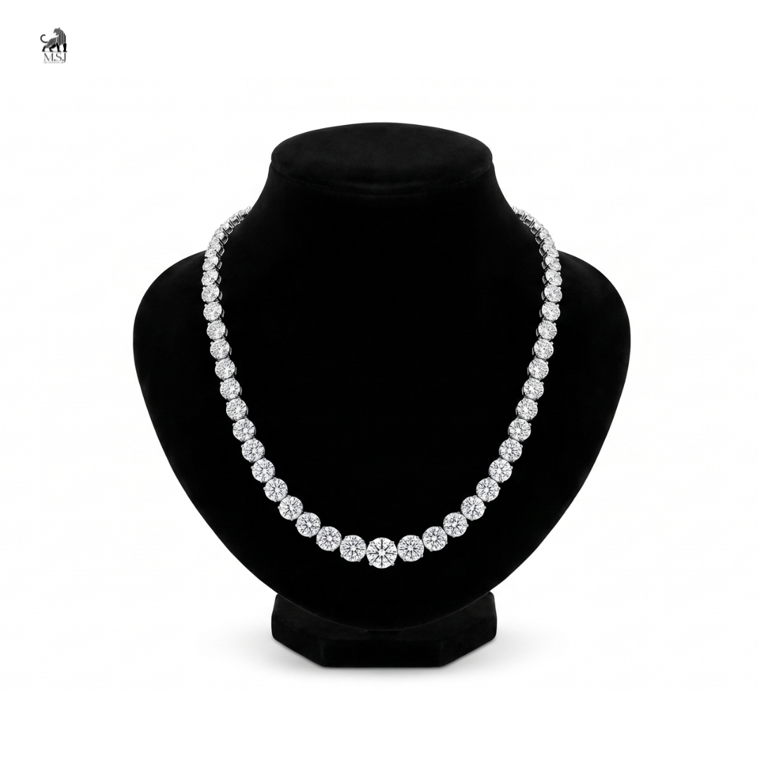 Radiant Graduated Diamond Necklace in white gold