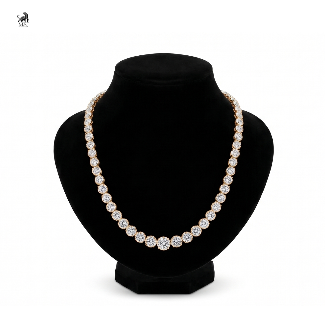 Radiant Graduated Diamond Necklace in yellow gold