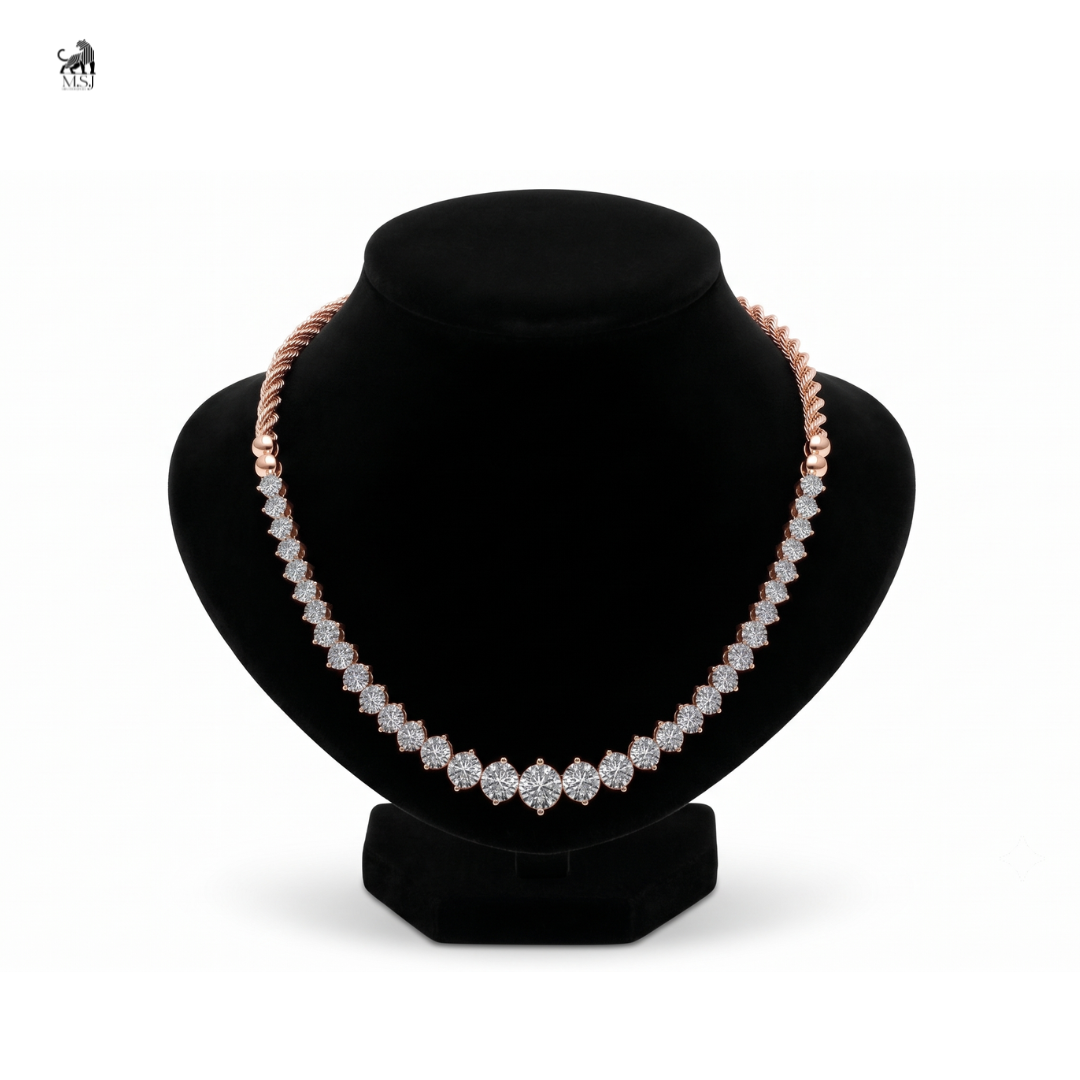 Radiant Rope Diamond Necklace in rose gold