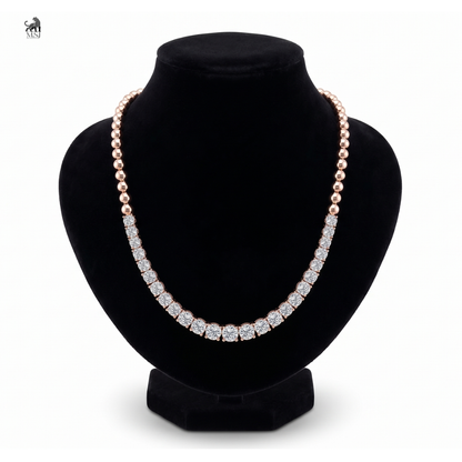 Pearl Link Diamond Necklace in rose gold