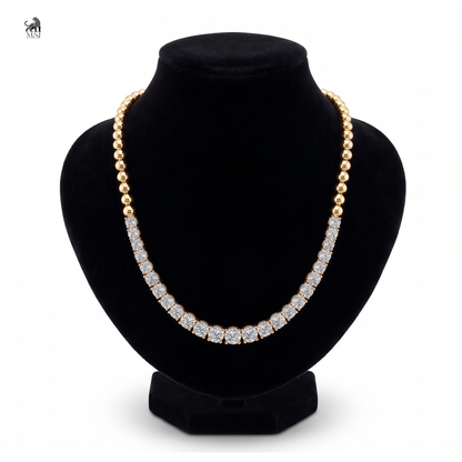 Pearl Link Diamond Necklace in yellow gold
