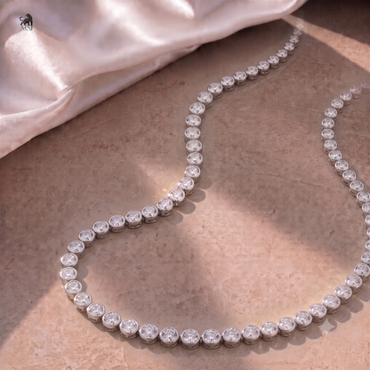 Celeste Round Diamond Tennis Necklace - lab-grown diamond necklace, styled product photo