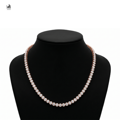Celeste Round Diamond Tennis Necklace in rose gold