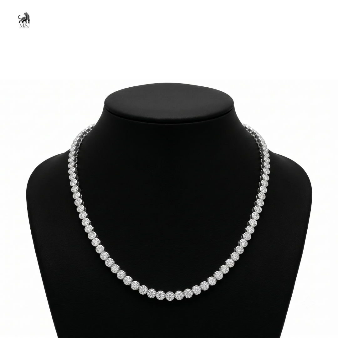Celeste Round Diamond Tennis Necklace in white gold