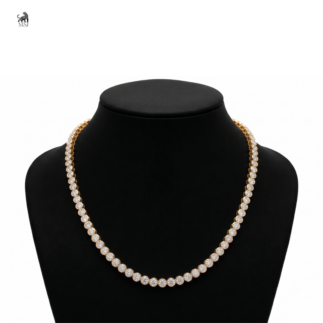 Celeste Round Diamond Tennis Necklace in yellow gold