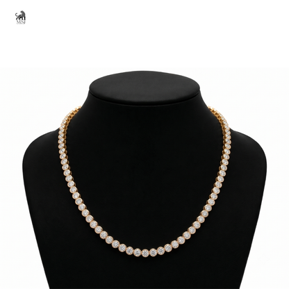 Celeste Round Diamond Tennis Necklace in yellow gold