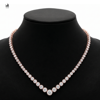 Aurelia Graduated Round Diamond Necklace in rose gold
