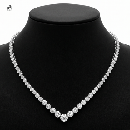 Aurelia Graduated Round Diamond Necklace in white gold
