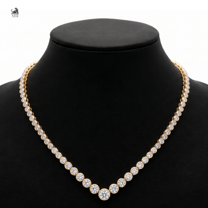 Aurelia Graduated Round Diamond Necklace in yellow gold
